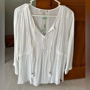 Pale Sky White Blouse. Medium. Never worn. New with tags.